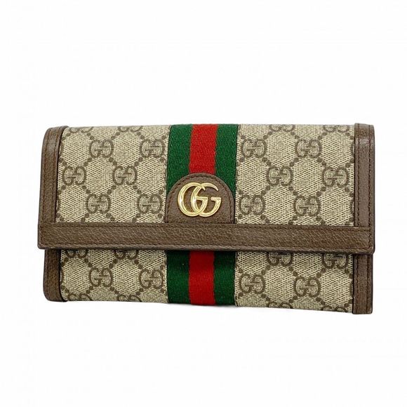 Gucci Ophidia Long Wallet 523153 PVC Brown Gold Hardware  Women's - Picture 1 of 10